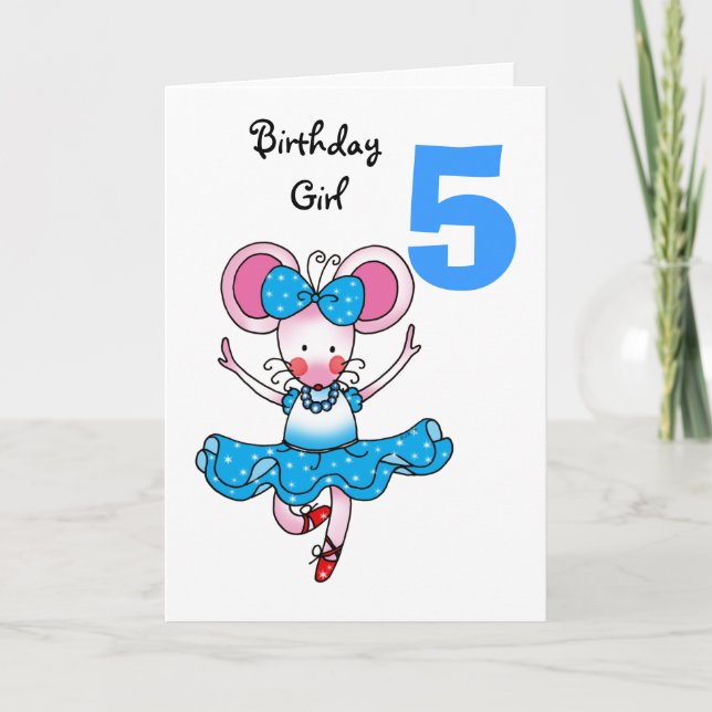 5th birthday gift for a girl, cute ballerina card (Front)