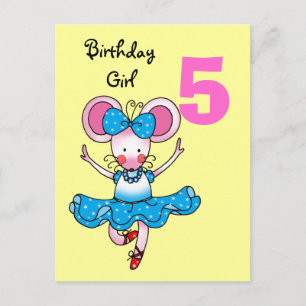 5th birthday gift for a girl, cute ballerina postcard