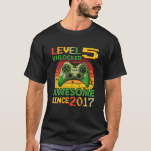5Th Birthday Gift Level 5 Unlocked Awesome Since 2 T-Shirt