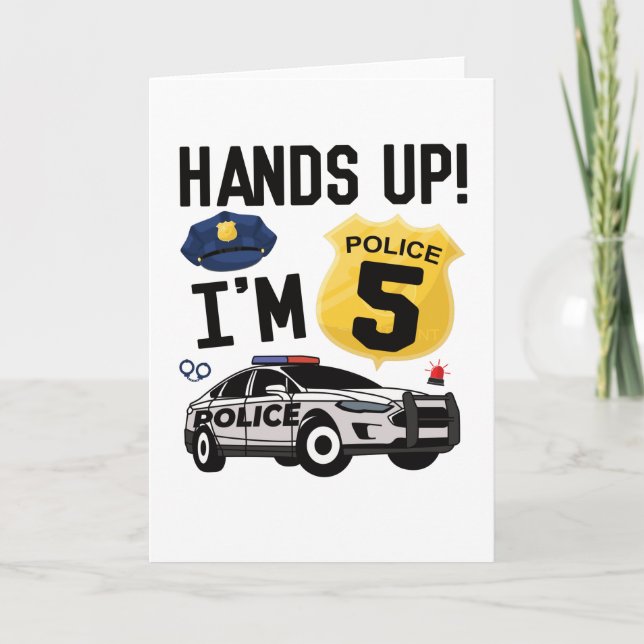 5th Birthday Gift Police Officer 5 Year Old Boy Card (Front)