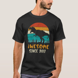 5th Birthday Gifts Awesome Since 2017 Dinosaur 5 Y T-Shirt