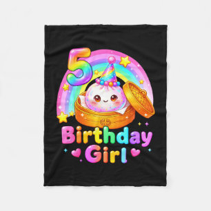 5th birthday girl dumpling kawaii pastel anime 5 fleece blanket