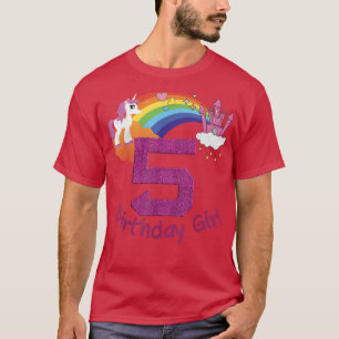 5th Birthday Girl Princess Rainbow Unicorn T Tee