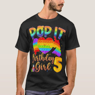 5th Birthday Girl Unicorn Pop It 5 Years Old Fidge T-Shirt