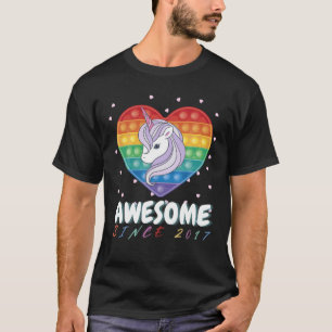 5Th Birthday Girls Awesome Unicorn Purple Pop It T-Shirt