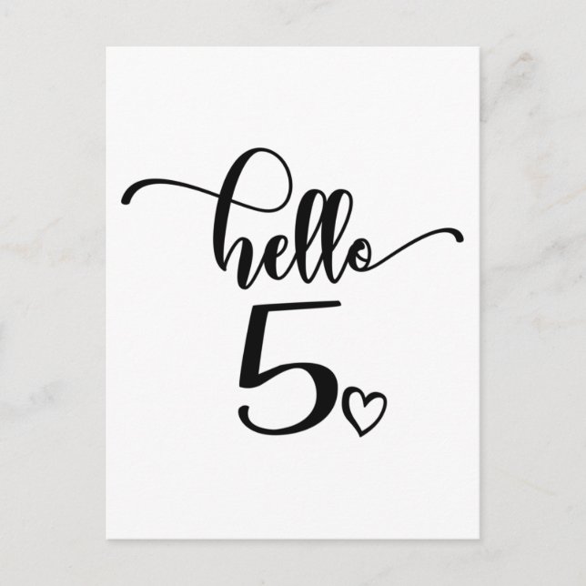 5th Birthday Girls Hello Five Cute 5 Years Old Kid Postcard (Front)
