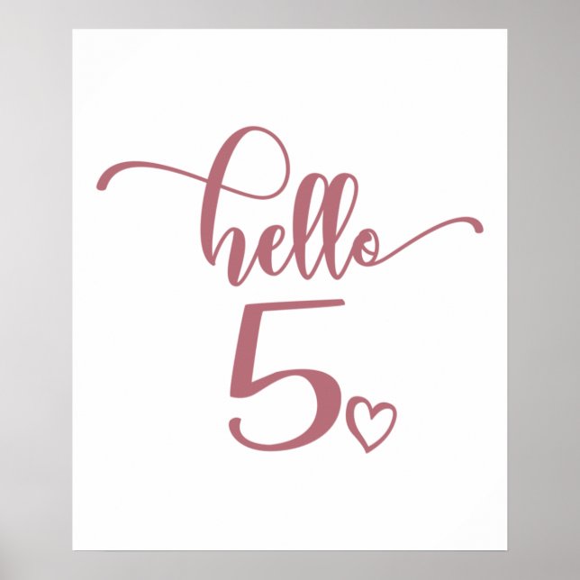 5th Birthday Girls Hello Five Cute 5 Years Old Kid Poster (Front)