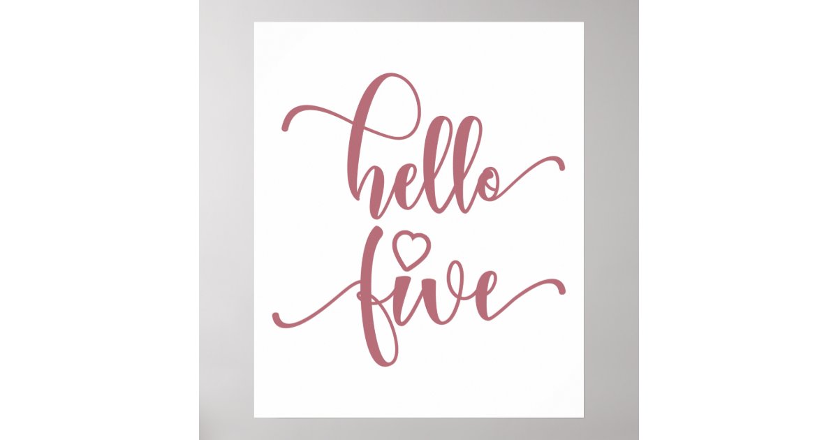 5th-birthday-girls-hello-five-cute-5-years-old-kid-poster-zazzle