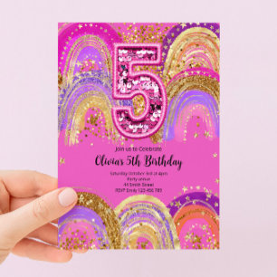 5th Birthday Girls Invitation
