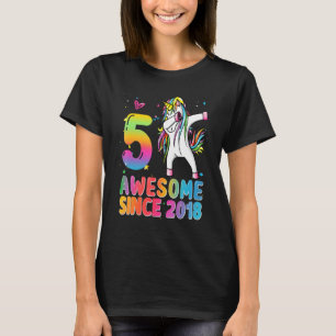 5th Birthday Girls Teens Dabbing Unicorn 5 Year Ol T-Shirt