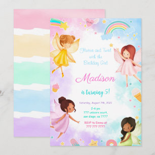 5th Birthday Golden Fairy Party  Invitation
