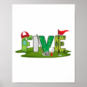 5th Birthday Golf Theme 5 Year Old Kids Sport Part Poster