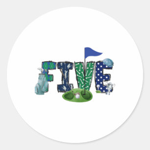 5th Birthday Golf Theme Party Golf Girl Boy Birthd Classic Round Sticker