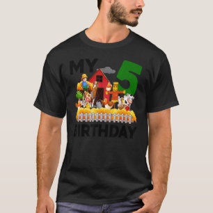 5th Birthday  Horse Cow Pig Chicken  Farmer Farm T-Shirt