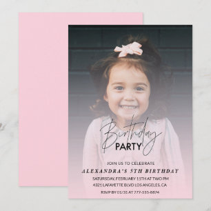 5th birthday invitation Birthday Party Photo pink