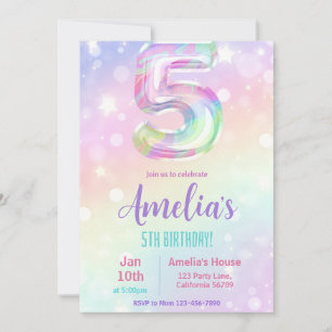 5th Birthday Invitation Girl 5th Birthday Party In