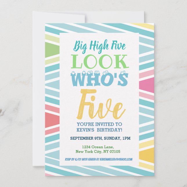 5th Birthday Invitation Sayings (Front)