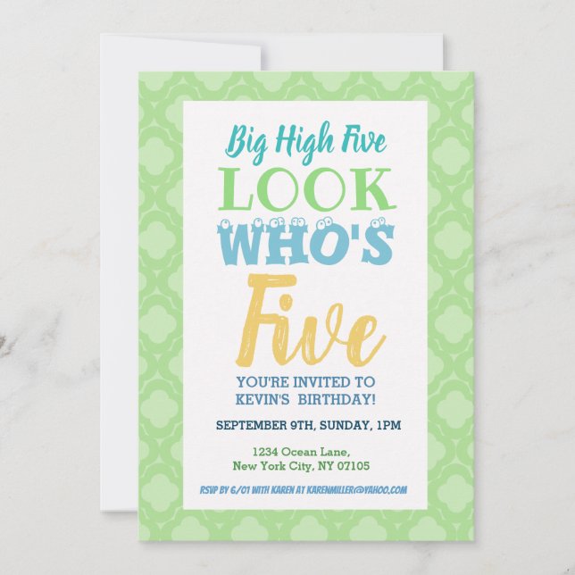 5th Birthday Invitation Slogans (Front)