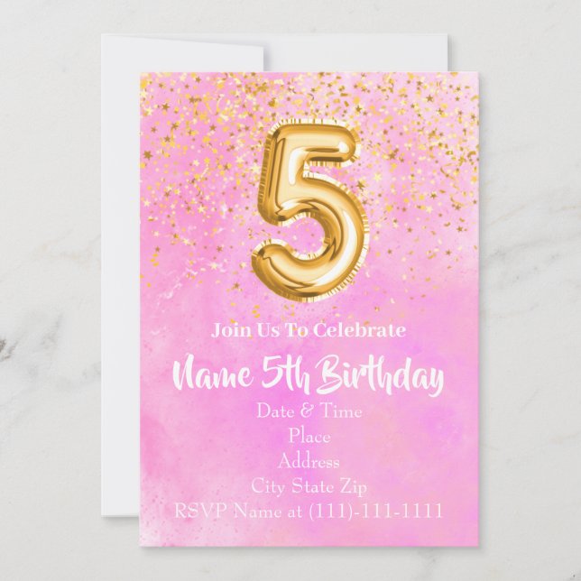 5th Birthday Invitation Template (Front)