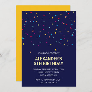 5th birthday invitations Boy Confetti Modern