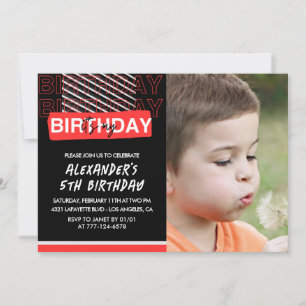 5th birthday invitations boy Party Photo Red