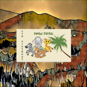 5th Birthday Jungle Safari Elephant Zebra Tiger Rectangular Sticker