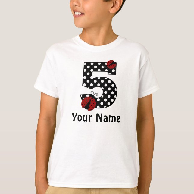 5th Birthday Ladybug Personalised Shirt (Front)