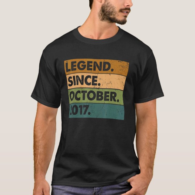 5th Birthday  Legend Since October 2017 5 Years Ol T-Shirt (Front)