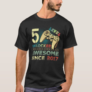 5th Birthday Level 5 Unlocked Awesome 2017 Kids B T-Shirt