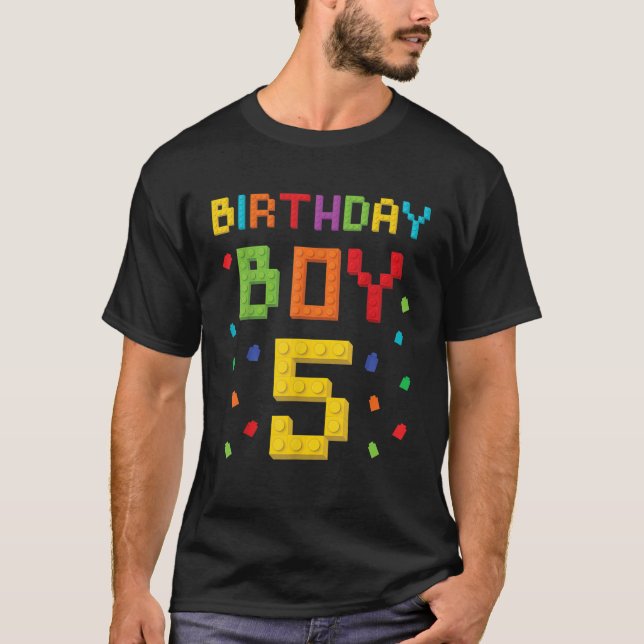 5th Birthday Master Builder Boy Girl Building Bloc T-Shirt (Front)