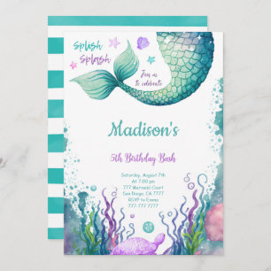 5th Birthday Mermaid Invitation