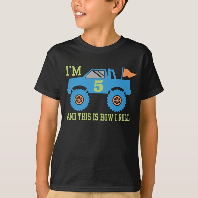 5th Birthday Monster Truck T-Shirt (Front)