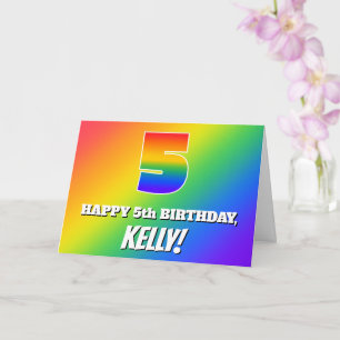 5th Birthday: Multicolored Rainbow Pattern # 5 Card