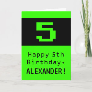 5th Birthday: Nerdy / Geeky Style "5" and Name Card