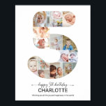 5th Birthday Number 5 Photo Collage Custom Picture Poster<br><div class="desc">Celebrate a very special milestone with this Gender-Neutral 5th Birthday Poster featuring number 5 photo collage design that highlights your child best memories. You can easily customize the design by adding 15 photos from newborn to five year old, creating a meaningful and heartwarming display. Perfect for a fifth birthday party,...</div>