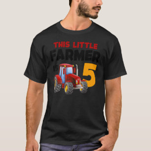 5th Birthday Party 5 Year Old Farm Tractor Farmer T-Shirt