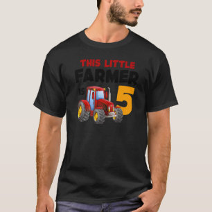 5th Birthday Party 5 Year Old Farm Tractor Farmer T-Shirt