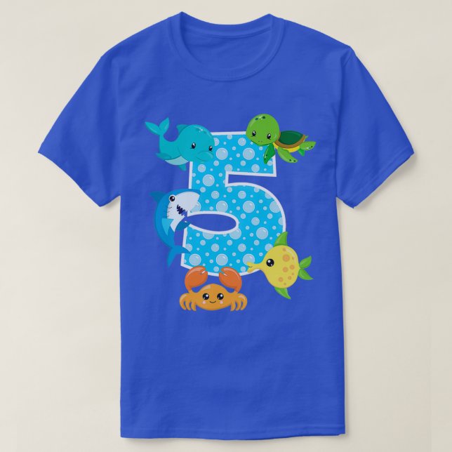 5th Birthday Party 5 Year Old Sea Fish Aquarium Bi T-Shirt (Design Front)
