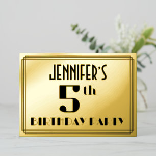 5th Birthday Party: Art Deco Look “5” and Name