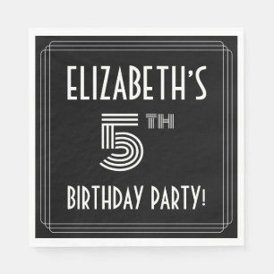 5th Birthday Party: Art Deco Style + Custom Name Napkin