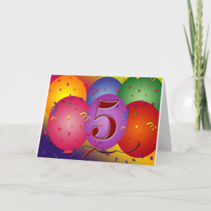5th Birthday Party Balloon decorations Card