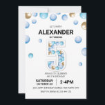 5th Birthday Party, Blue and Gold Balloon Boy Invitation<br><div class="desc">Introducing our delightful "5th Birthday Party, Blue and Gold Balloon Boy Invitation" – the perfect way to set the stage for a fantastic celebration of your child's milestone year! Meticulously designed with love and creativity, this invitation promises to make your little one's special day even more memorable. Product Highlights: 1....</div>