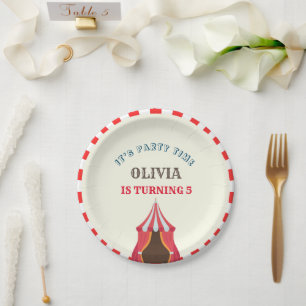  5TH Birthday Party Circus THEME PHOTO COLLAGE Paper Plate