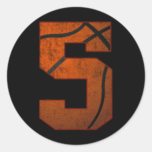 5th Birthday Party Five 5 Year Old Basketball Bday Classic Round Sticker