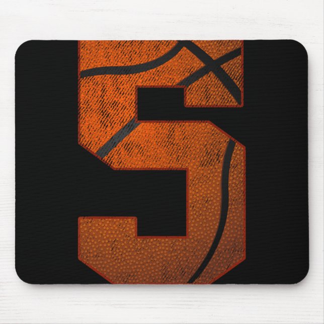 5th Birthday Party Five 5 Year Old Basketball Bday Mouse Mat (Front)