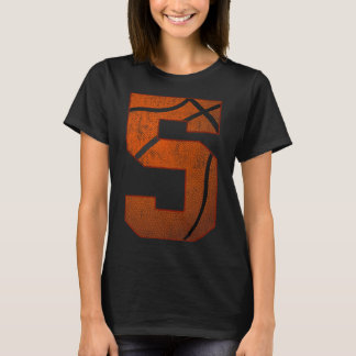 5th Birthday Party Five 5 Year Old Basketball Bday T-Shirt