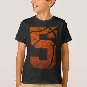 5th Birthday Party Five 5 Year Old Basketball Bday T-Shirt