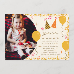 5th birthday party invitation with photo