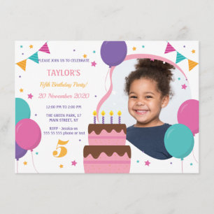 5th birthday party invitation  with photo