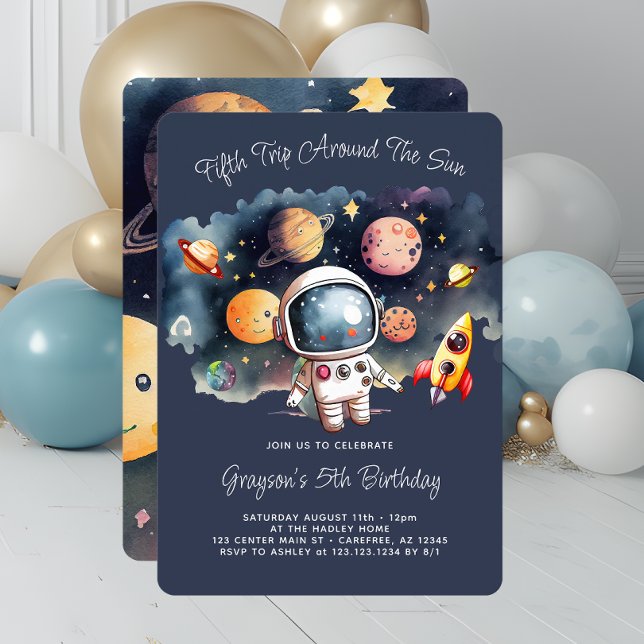 5th Birthday Party Outerspace Planets Invitation (Creator Uploaded)